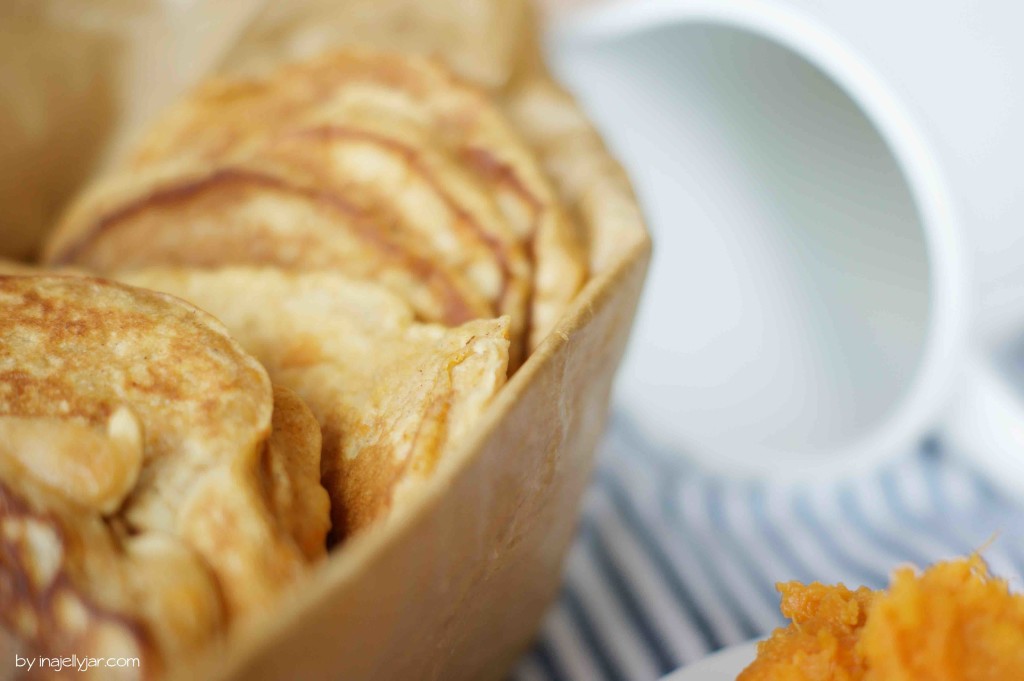 Süßkartoffel-Pancakes mit Zimt, Muskatnuss und Ingwer