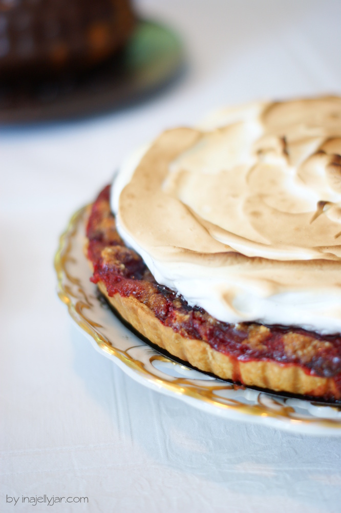 Kriecherltarte mit Baiserhaube Rezept zum Nachbacken