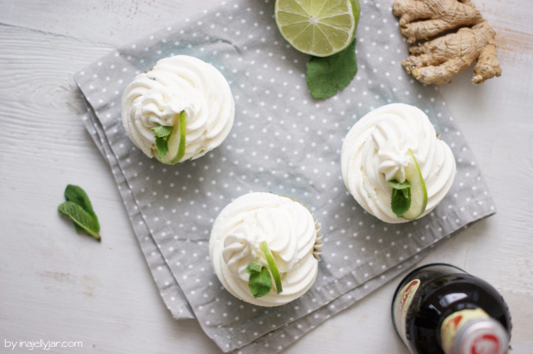 Moscow Mule Cupcakes mit Ingwer, Ginger Beer und Vodka