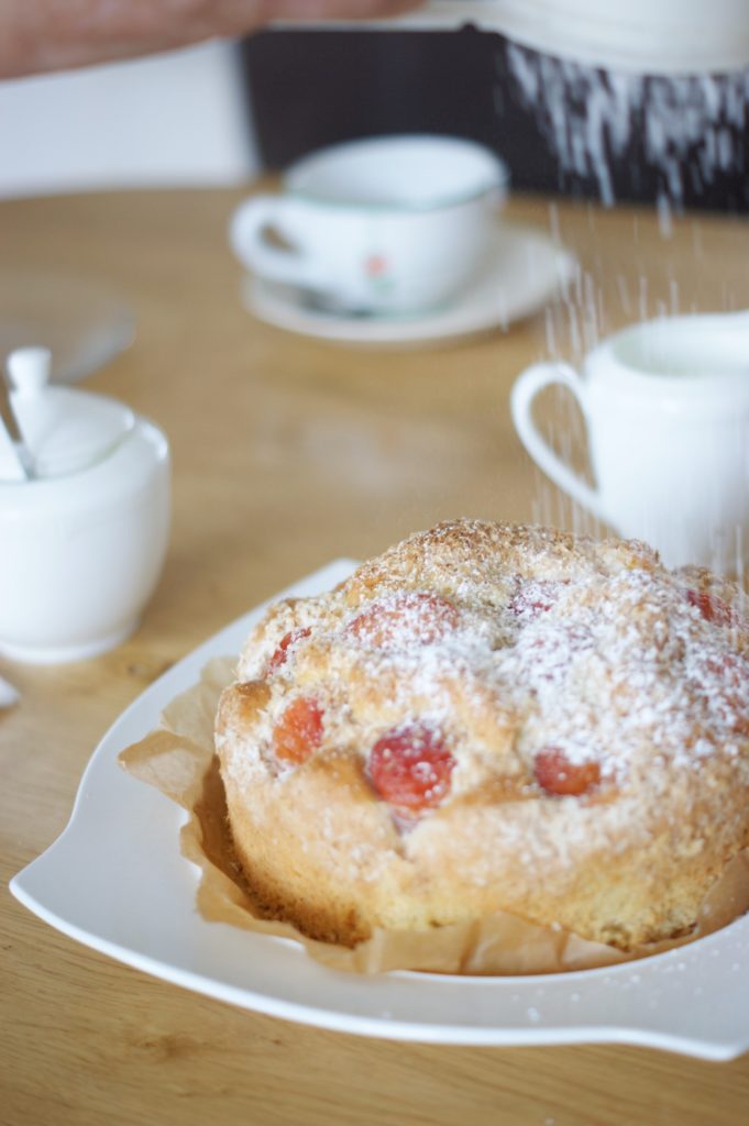 Marillenkuchen mit Kokosguss und Kokosflocken
