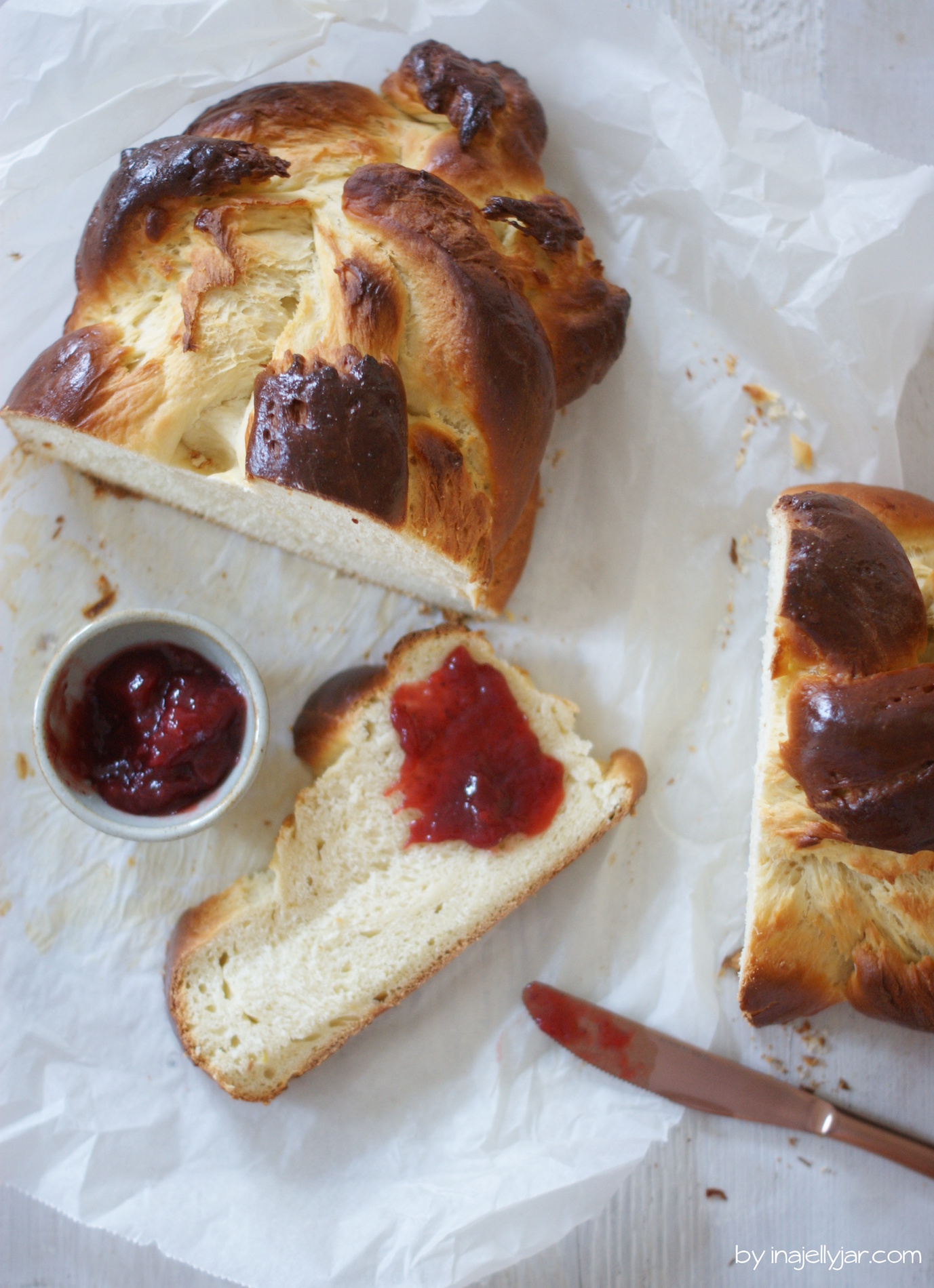 Topfenstriezel mit Marmelade